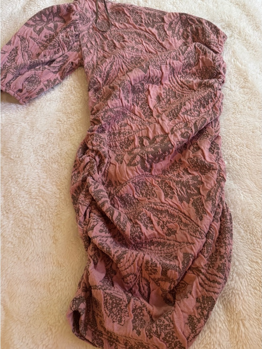 Zara One-Shoulder Asymmetrical Dress in Dusty Rose and Brown